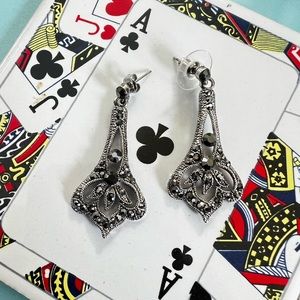 Metallic Grey/Black Crystal Earrings
